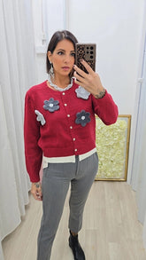 Cardigan Fiorellino Bordeaux
